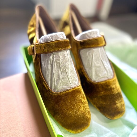 Sam Edelman Michaela Mary Jane in velvet yellow - Picture 1 of 12